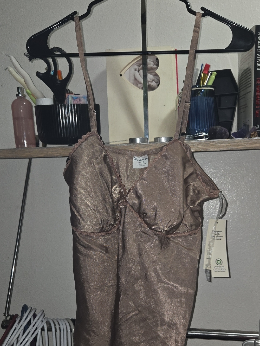 No Boundaries Shimmery Brown Adjustable-Strap Slip
